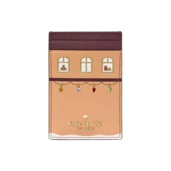 Kate Spade Smooth Leather Card Holder Small Size Women's Brown & Multicolor