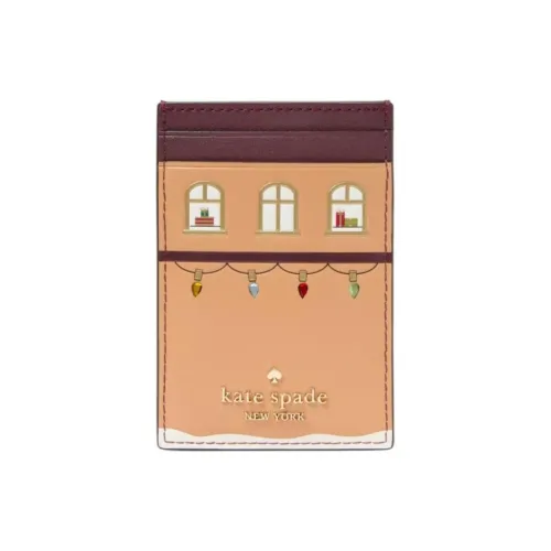 Kate Spade Smooth Leather Card Holder Small Size Women's Brown & Multicolor