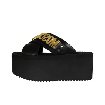 MOSCHINO Odor-Resistant Slide Slippers Women's Black