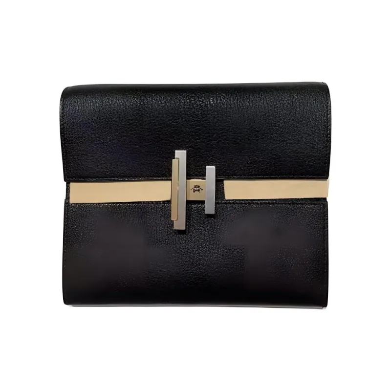 HERMES Cinhetic Cow Leather Crossbody Bag Women's Black-0