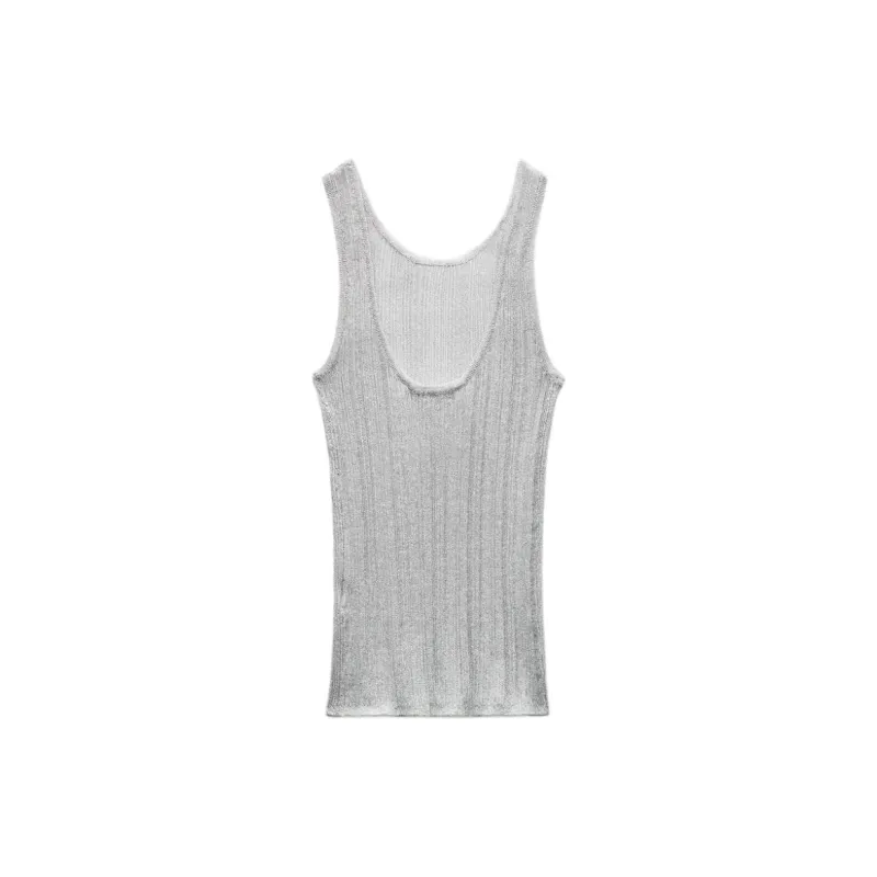 ZARA Tank Tops Women's Silver-1