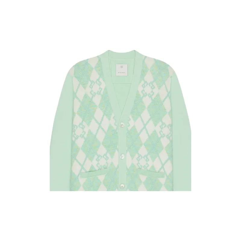 Givenchy Monogram 72 Argyle Knit Cardigan-3