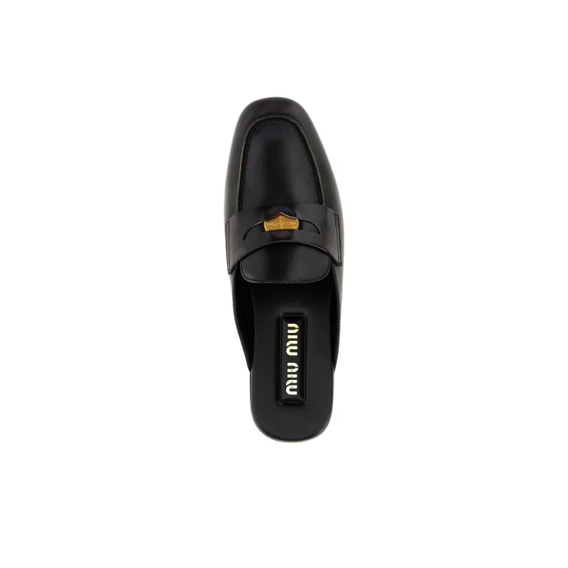 MIU MIU Penny Closed Toe Slippers Women's Black-3