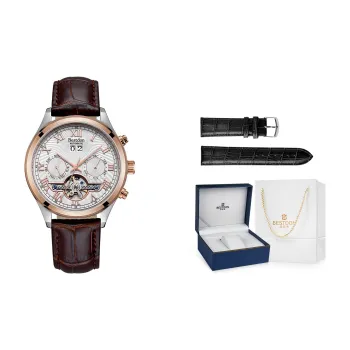 Bestdon Automatic Mechanical Movement Genuine Leather Strap Men's Watches Black Dial