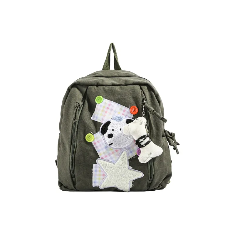 LUVISTRUE Canvas Backpack Regular Unisex Red/Green-4