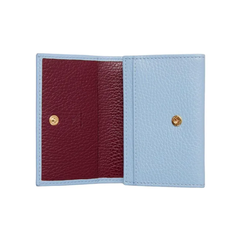 GUCCI GG Marmont Leather Card Holder Women's Light Blue & Dark Red-3