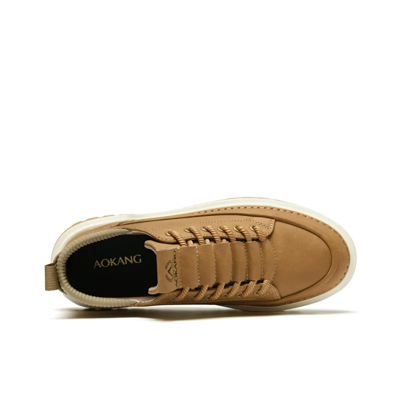 AOKANG Elegant Style Series Skateboard Shoes Men Low Top Yellow Brown, Black-9
