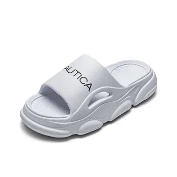 NAUTICA Slip Resistant Odor Resistant Abrasion Resistant Slide Slippers Unisex White