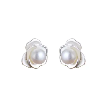 ZHOUBAIFU Freshwater Pearl Stud Earrings Women's