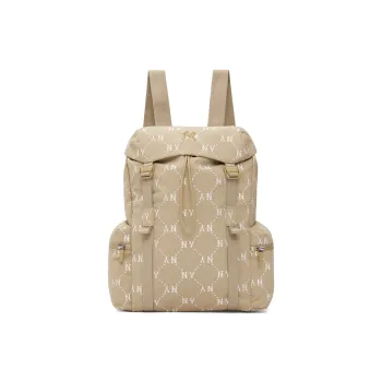 MLB   Double Shoulder Laptop Bag Travel Cycling Bag Backpack For Students Unisex Beige Brown