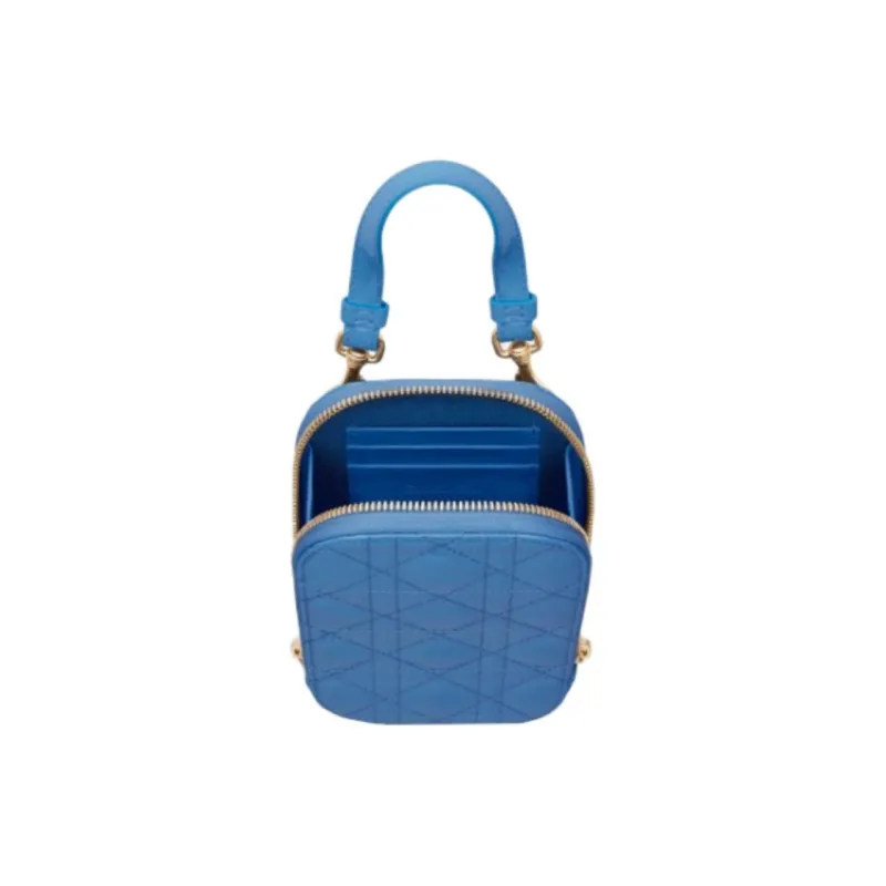 DIOR Lady Dior Patent Leather One Shoulder Crossbody Portable Cell Phone Pouch Women's Cornflower Blue-4