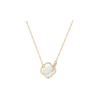 Misongma 925 Sterling Silver Zircon Necklaces Women's White/Yellow