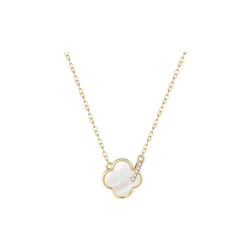 Misongma 925 Sterling Silver Zircon Necklaces Women's White/Yellow-0