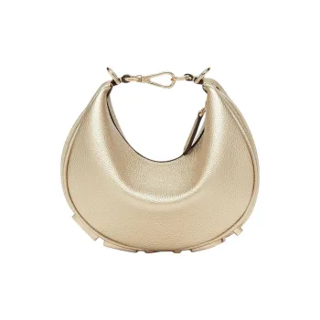 FENDI Fendigraphy Calfskin Crescent Bag, Shoulder Bag, Crossbody Bag, Handbag Mini Women's Champagne