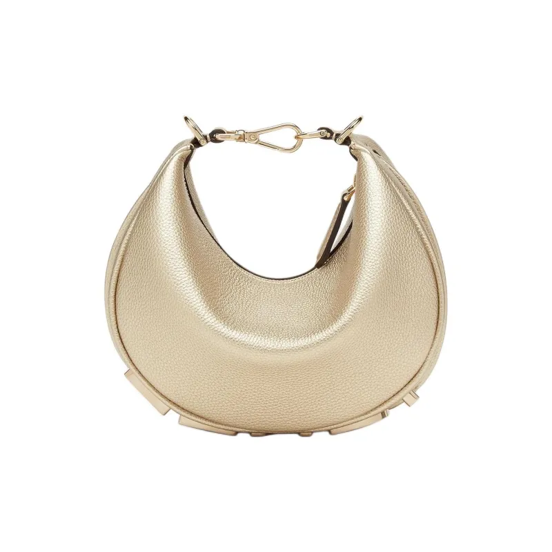 FENDI Fendigraphy Calfskin Crescent Bag, Shoulder Bag, Crossbody Bag, Handbag Mini Women's Champagne-0
