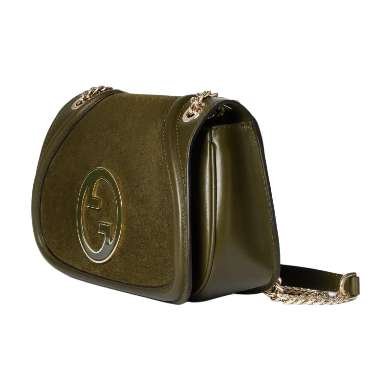 GUCCI Blondie Suede Portable Crossbody Bag, Shoulder Bag Trumpets Women's Dark Green-1