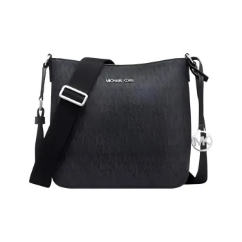 MICHAEL KORS Jet Set Travel Artificial Leather Monogram Shoulder Bag, Crossbody Bag Small Size Women's Black