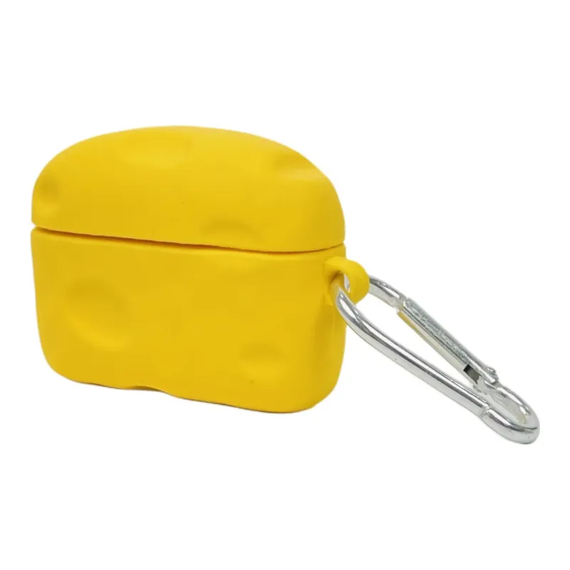 Sopi Compatibility With Apple AirPods 4/3/2/4th Generation/AirPods Pro/Pro 2 Silicone 3D Effect Cheese Headphone Cases-2