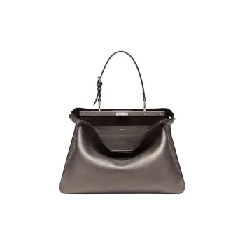 FENDI Peekaboo Calfskin One Shoulder Handbag Large Size Women's Dove Gray