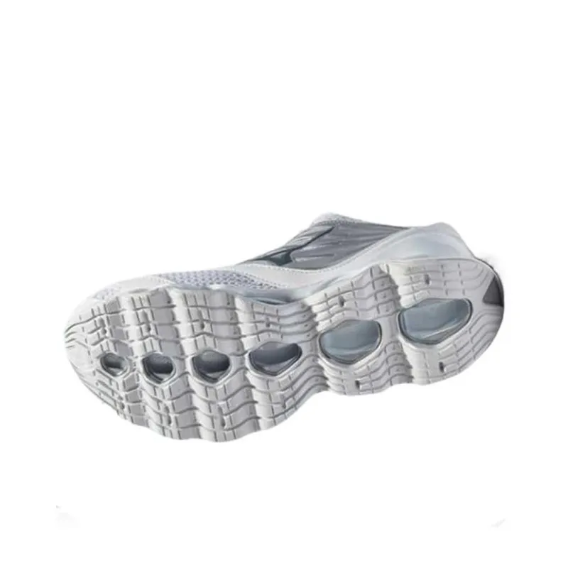 Mizuno Cushioning Anti-Slip Wear-Resistant Breathability Low-Top Running Shoes Unisex White Silver-4