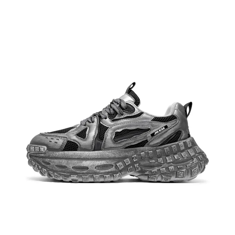 JKEM Anti Slip Wear Resistant Breathable Height Increasing Low Top Chunky Sneakers Men's-5