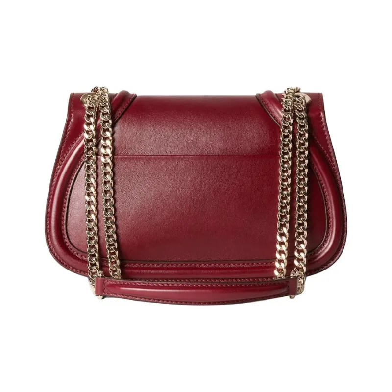 GUCCI Leather Crossbody Bag Shoulder Bag Small Size Women's Red-3