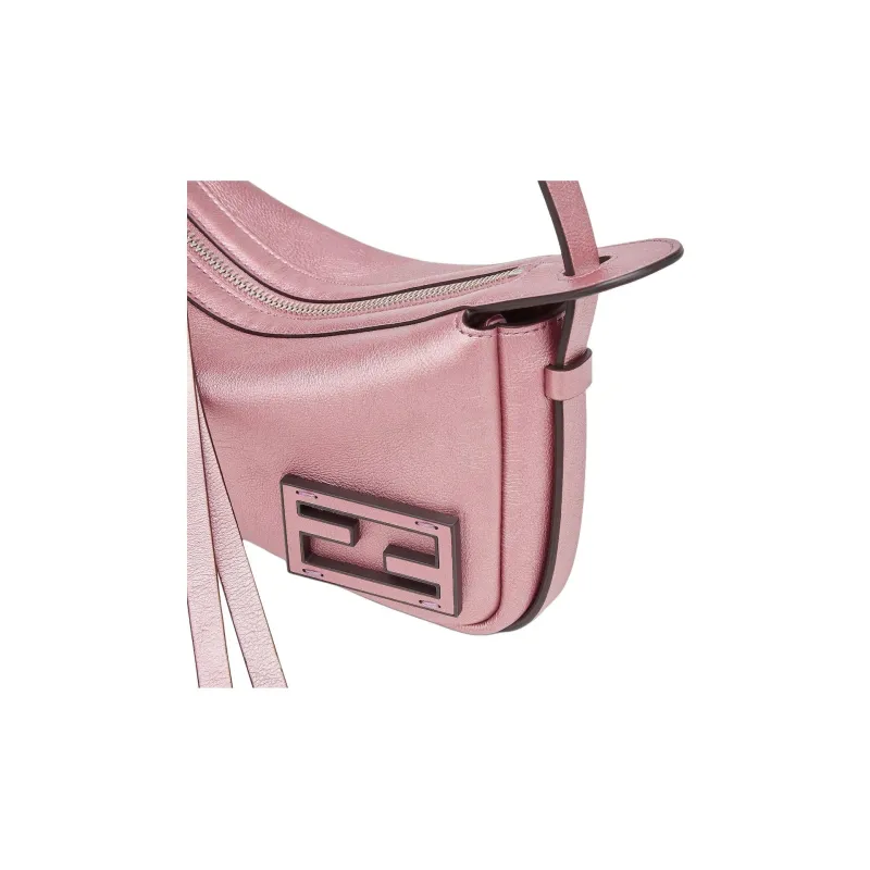 FENDI Calfskin Handbag Shoulder Bag Mini Women's Pink-4