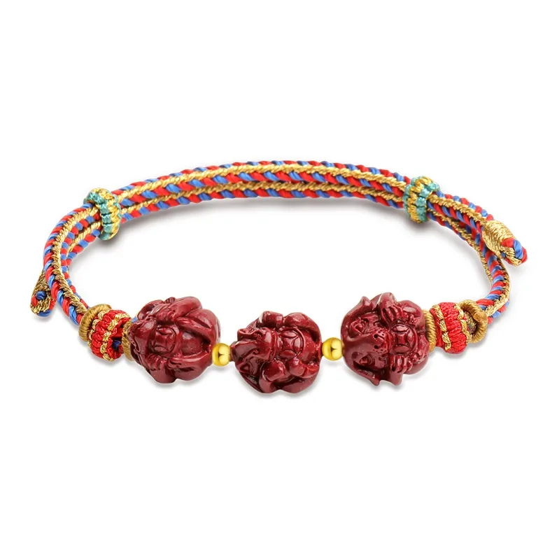 With The Heart Of The Jade Reconstructed Cinnabar Bracelets Unisex-14