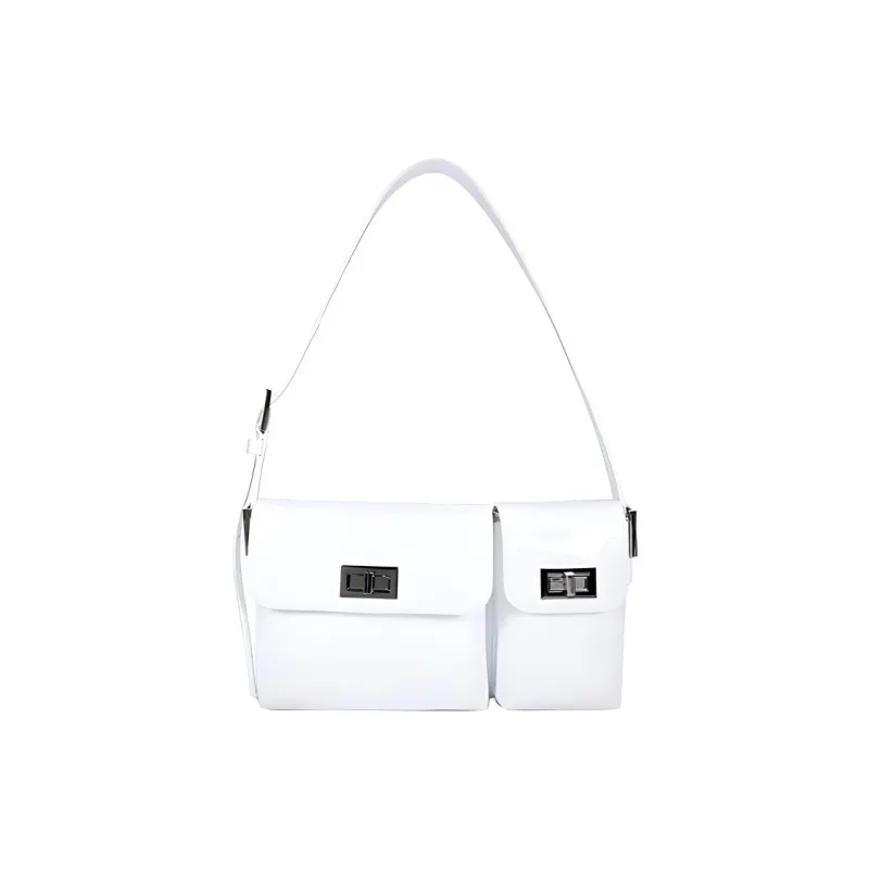 By Far Billy Patent Leather Cow Leather Shoulder Bag Handbag Shoulder Bag Crossbody Bag Women's White-0