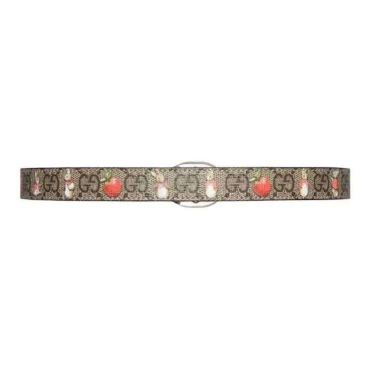 GUCCI Canvas Leather Belts Kids' Multicolor Width: 2cm-3