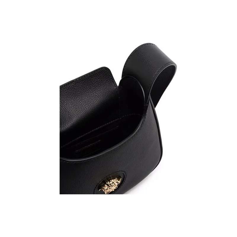 VERSACE Cow Leather Crossbody Bag, Shoulder Bag Women's Black-3