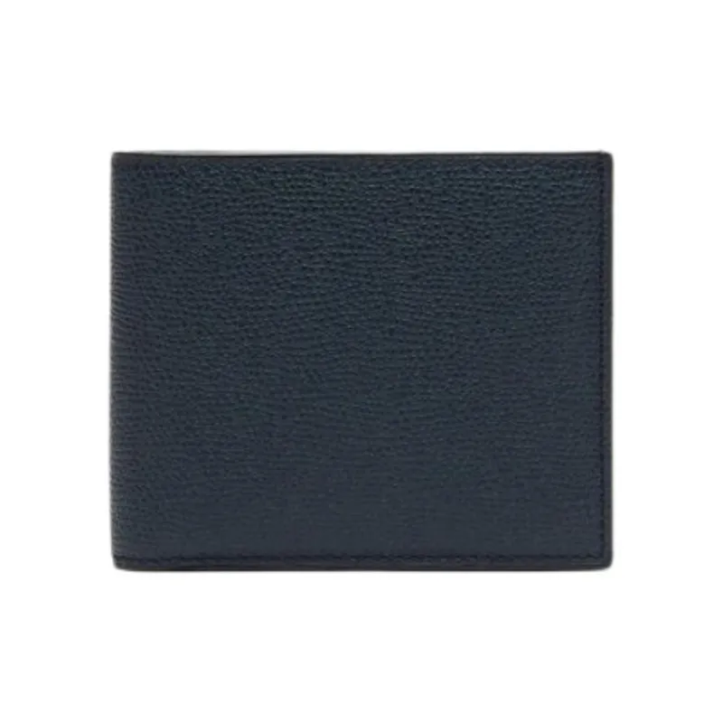 Valextra Pocket Grain Leather Wallet Coin Purse Wallet Men's Dark Blue-1
