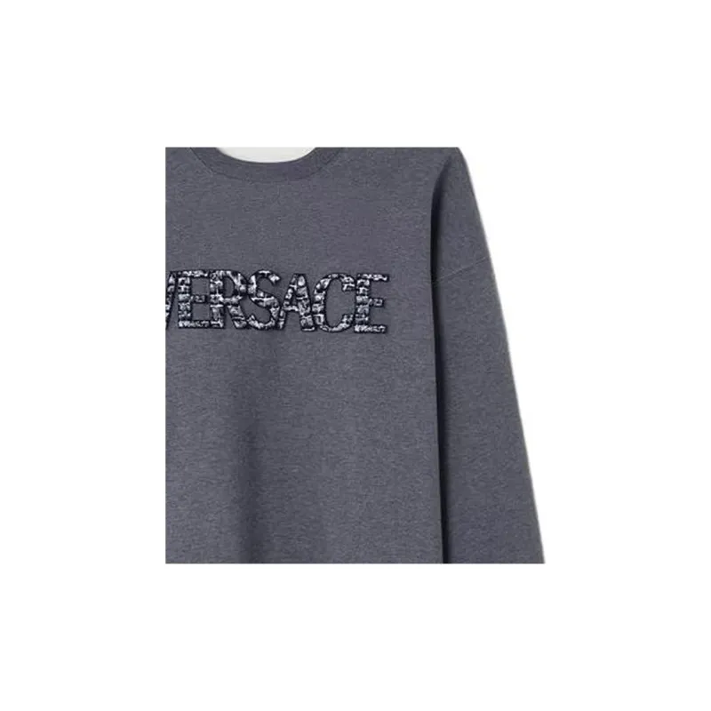 VERSACE Logo Embellished Crewneck Sweatshirt-7