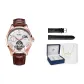 Rose Gold Case, White Dial, Brown Belt