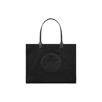 TORY BURCH Ella Recycled Polyester Tote Bag, Shopping Bag, Shoulder Bag, Handbag Medium Size Women's Black