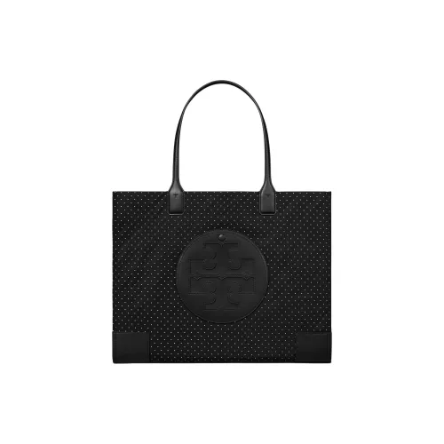 TORY BURCH Ella Recycled Polyester Tote Bag, Shopping Bag, Shoulder Bag, Handbag Medium Size Women's Black