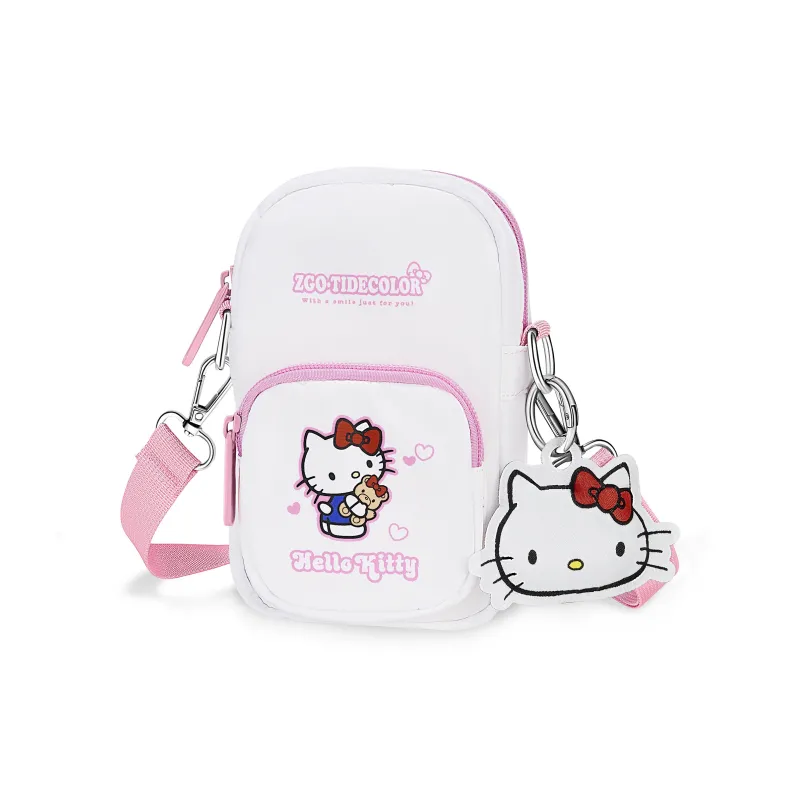Hello Kitty Sanrio Series Polyester Cell Phone Pouch Crossbody Bags Women's White-1