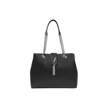 Valentino Litchi Grain Artificial Leather Tote Bag, Shopping Bag, Handbag, Shoulder Bag Women's Black