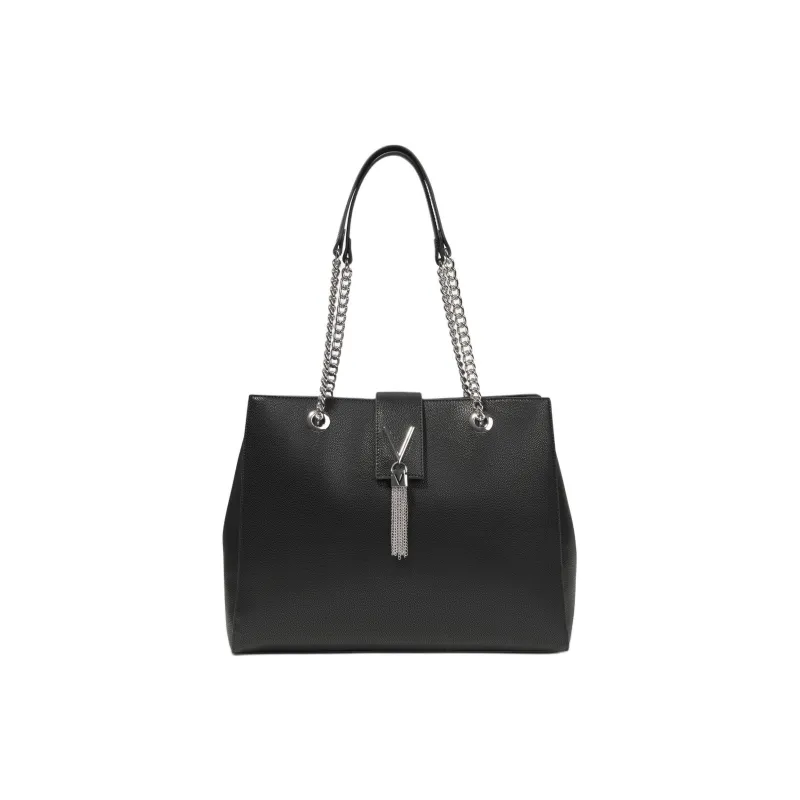 Valentino Litchi Grain Artificial Leather Tote Bag, Shopping Bag, Handbag, Shoulder Bag Women's Black-0