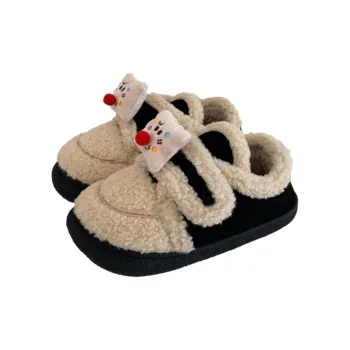 Thin Strips Cotton Home Slippers Women's, Black