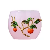 Abundant Colored Glaze Cup with Tin Inlay (Pink)