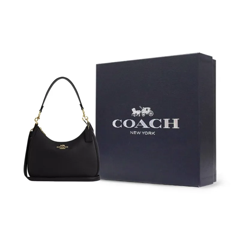 COACH Teri Litchi Grain Leather Crossbody Bag Shoulder Bag Large Size Women's Black-6