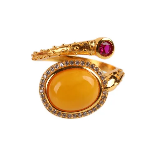 Oushuo Jewelry Amber Beeswax Rings Unisex