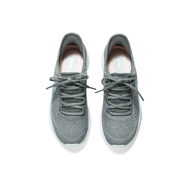 Skechers Slip Ins Slip Ins Technology Cushioned Wear Resistant Breathable Low Top Casual Shoes Women's Gray-2