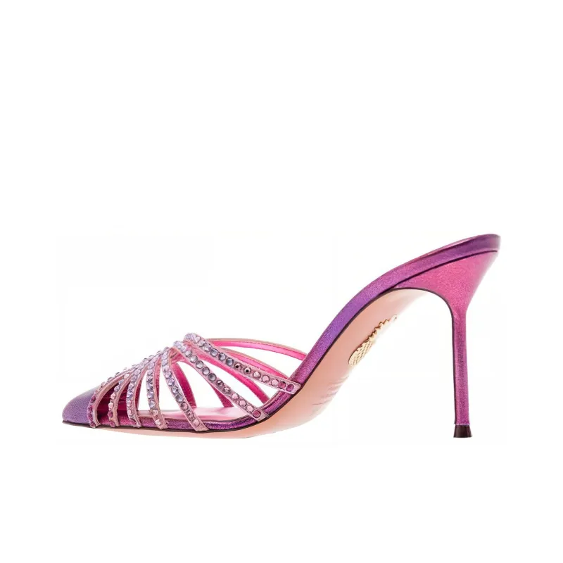 AQUAZZURA Closed Toe Slippers 8.5cm Women's Pink-3