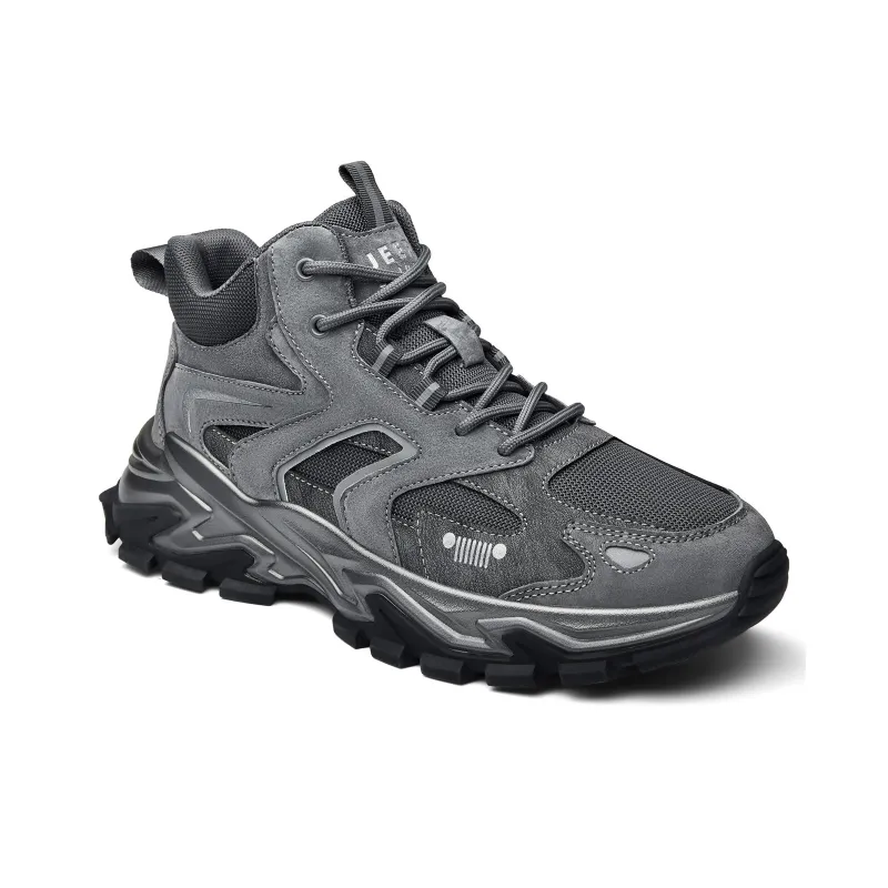 JEEP SPIRIT Anti Slip And Wear Resistant Lightweight Mid Top Chunky Sneakers Men's Ancient City Gray-2