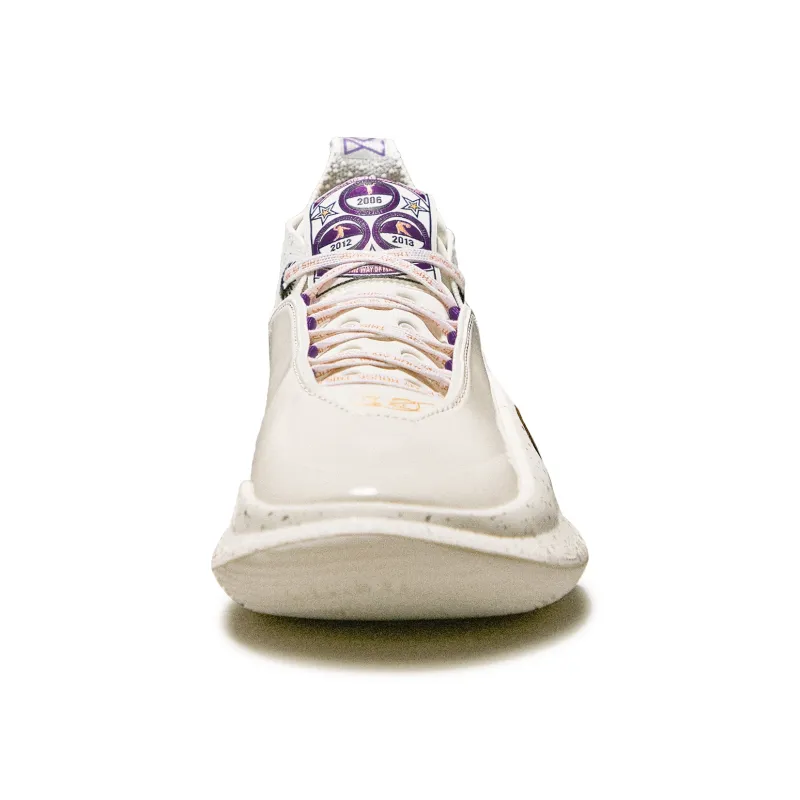 LiNing Wow11 Cushioning Rebound Mid-Top Basketball Shoes Men's White Gold-4