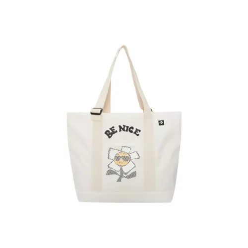 Converse Cotton Tote Bag Shopping Bag Shoulder Bag Handbag Regular Unisex Milk White