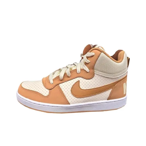 Nike Court Borough Anti Slip Wear Resistant Mid Top Kids' Skateboarding Shoes Light Brown Teenagers