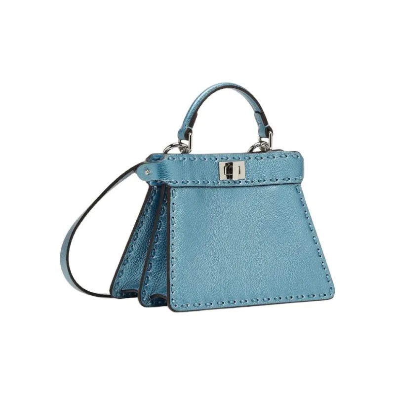 FENDI Peekaboo ISeeU Calfskin Shoulder Bag, Crossbody Bag, Handbag Trumpets Women's Blue-1